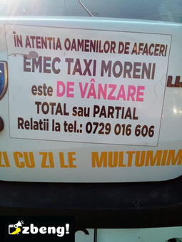 FIrma de Taxi din Moreni Emec  este de vânzare
